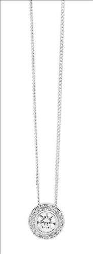 Ellani Silver CZ Halo Necklace