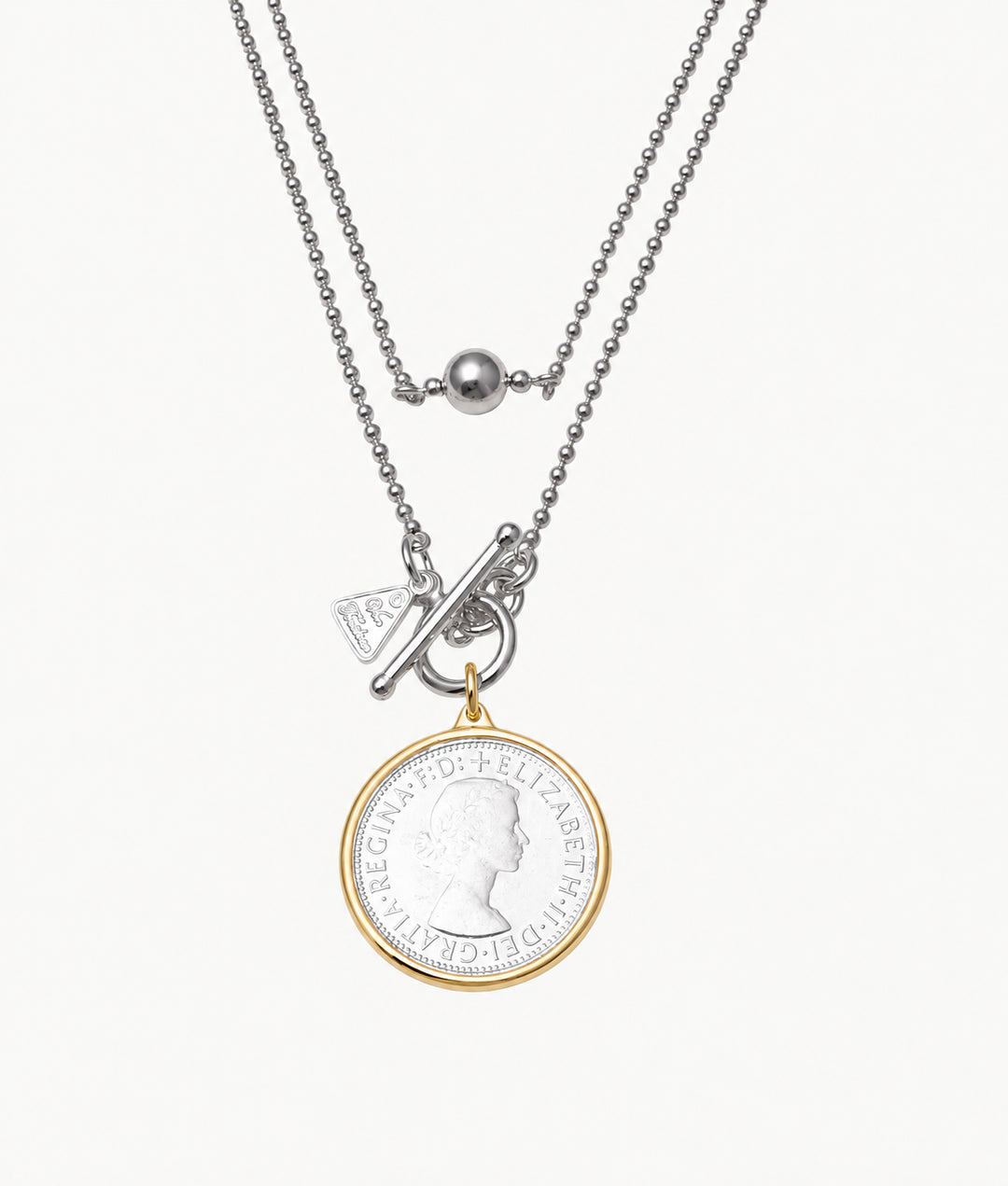 Von Treskow Silver & YG Plated Florin Coin Necklace