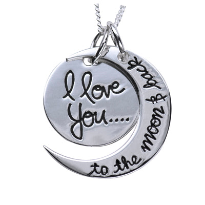 Silver Love You To The Moon & Back Necklace