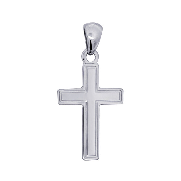 Fine Silver Cross Flat Plain Cross With Border Line