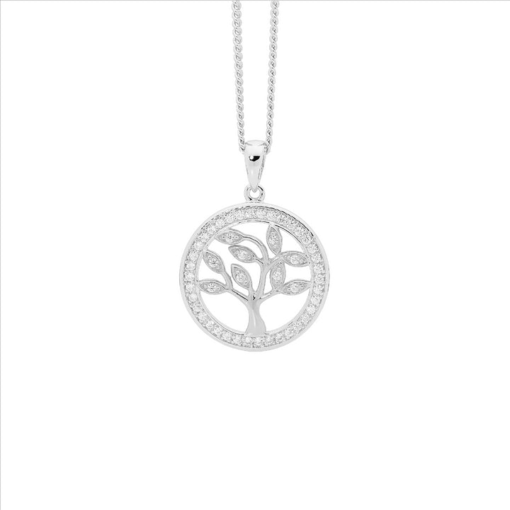 Ellani Silver CZ Tree Of Life Necklace
