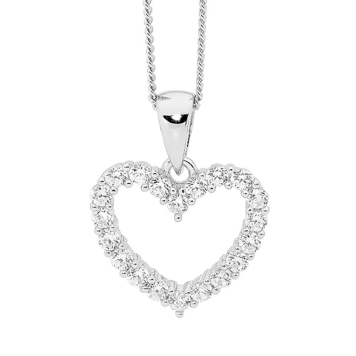 Ellani Silver Open Heart Necklace
