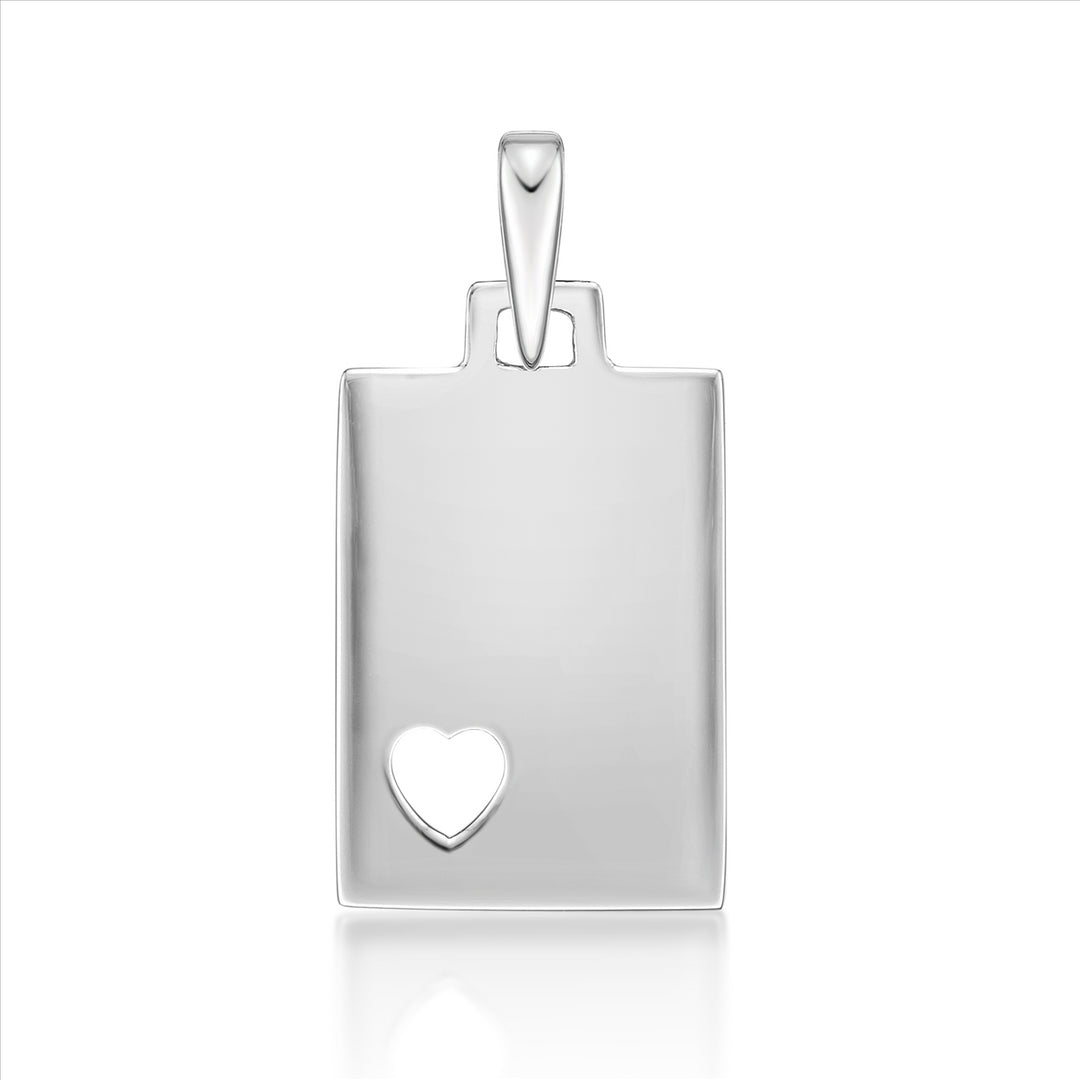 Silver Rectangle Pendant With Heart Cutout