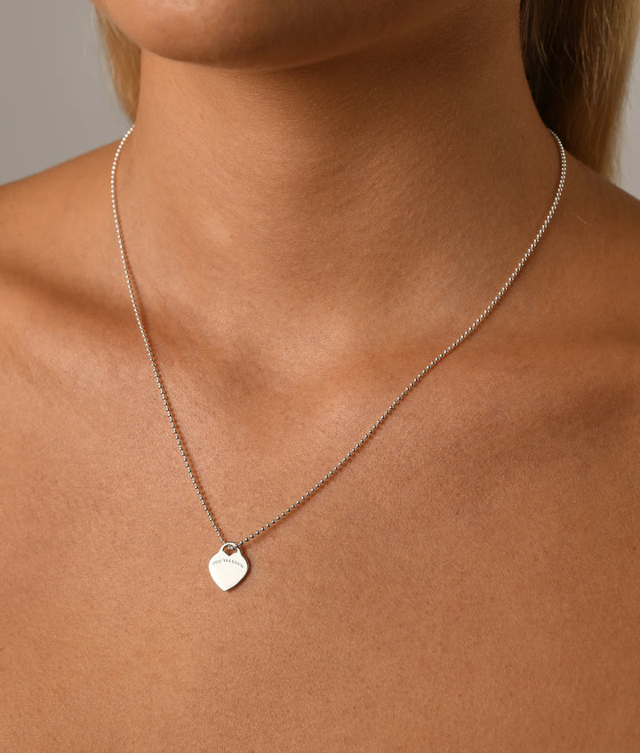 Von Treskow Silver Ball Chain Flat Heart Pendant