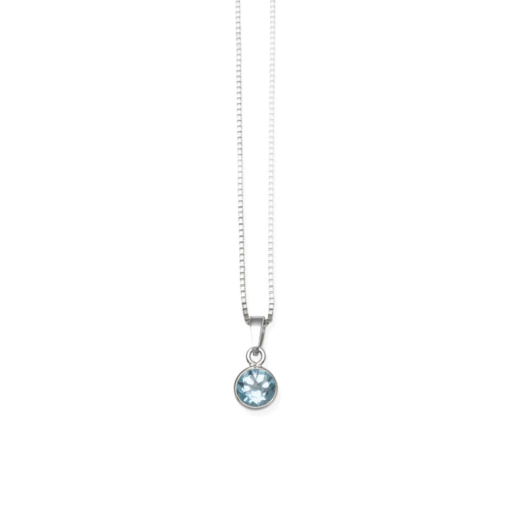 Von Treskow Fine Box Chain Necklace With Round Blue Topaz