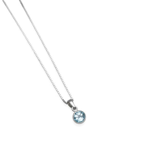 Von Treskow Fine Box Chain Necklace With Round Blue Topaz