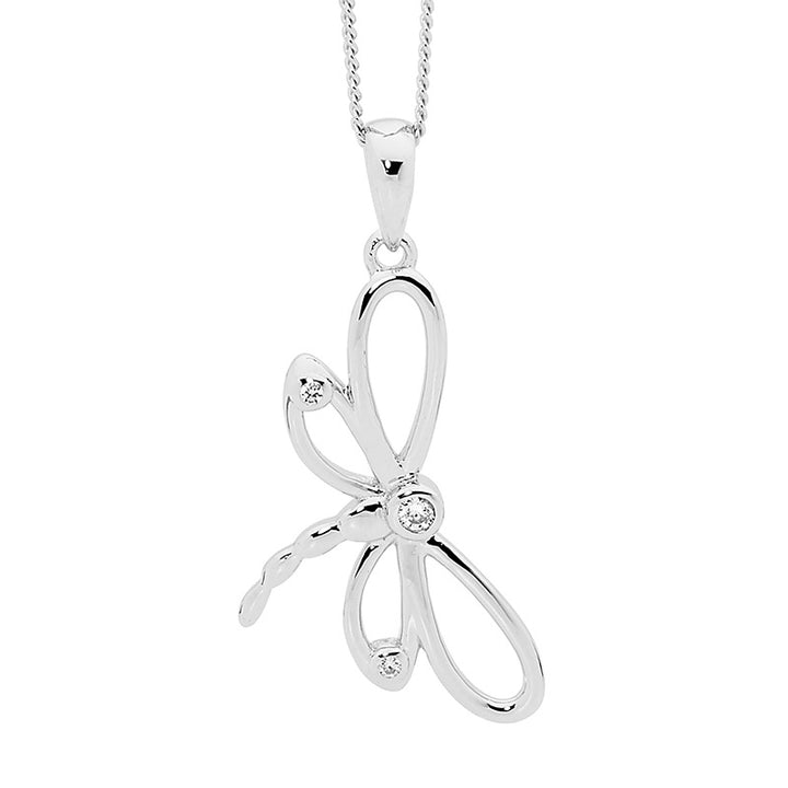 Silver CZ Dragonfly Necklace