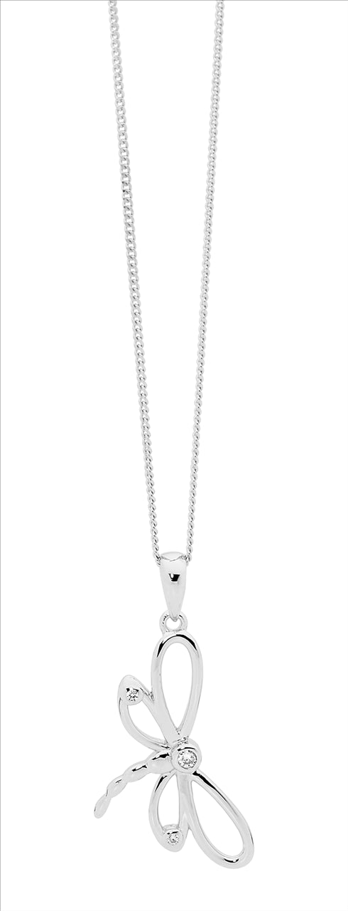 Silver CZ Dragonfly Necklace