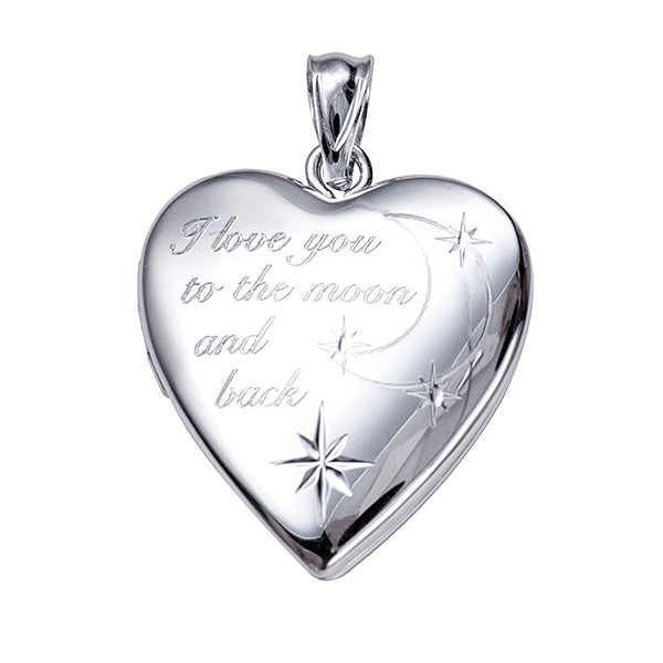 S/S 20mm ‘I Love You To The Moon And Back’ Heart Locket