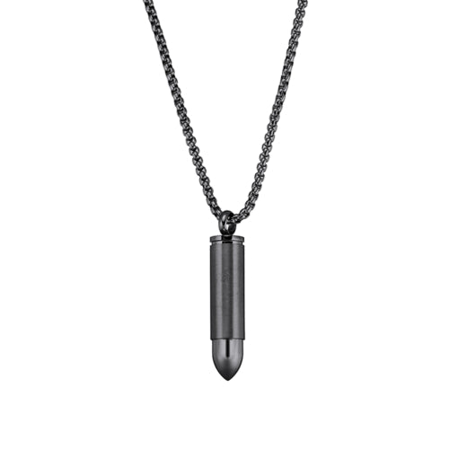 Blaze Black Stainless Steel Men’S Necklace With Bullet Pendant