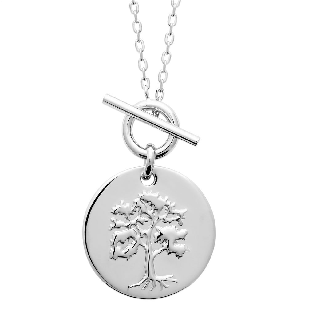 MD0013 - Sterling Silver Tree of Life Disc Fob 45cm Necklace