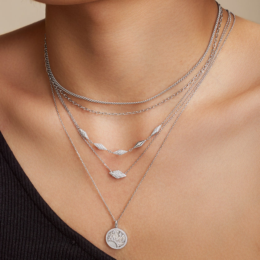 Ania Haie Silver Dia Shape Cz Cluster Necklace