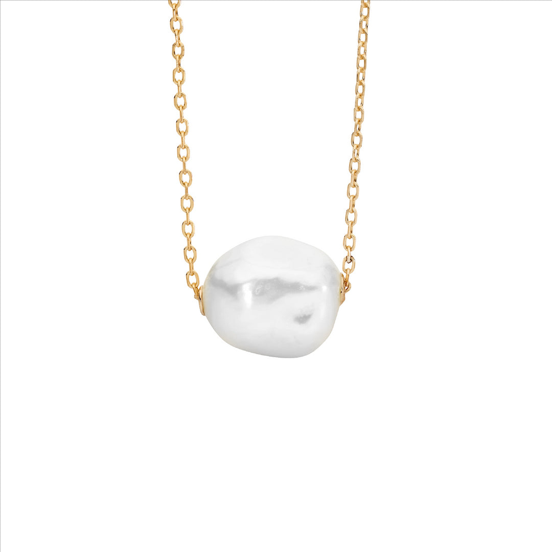 Ellani YG Plated Pearl Slider Necklace