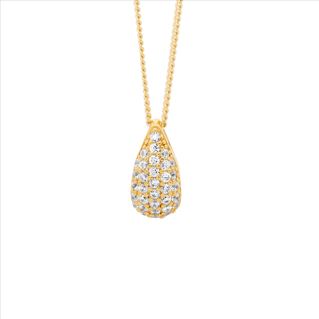 Ellani YG Plated CZ Teardrop Necklace