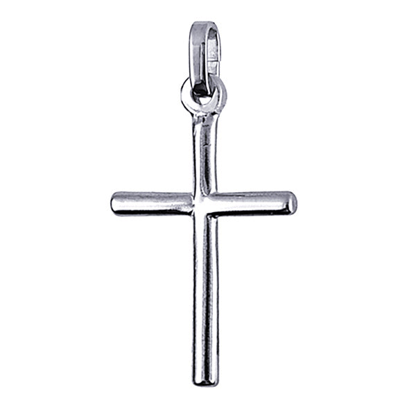 S/Silver Plain Round Cross Pendant, With Display Chain