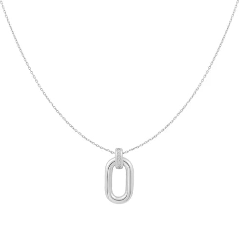 Ania Haie Silver Oval Hoop Pendant Necklace