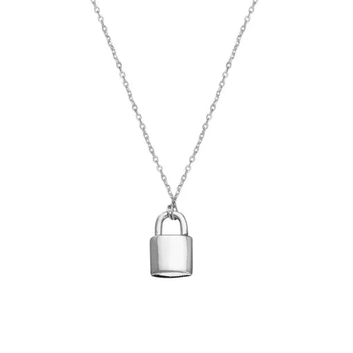 Silver Padlock Pendant Necklace