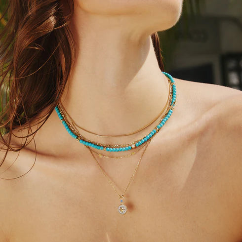 Ania Haie YG Plated Mini Disc & Bead Necklace
