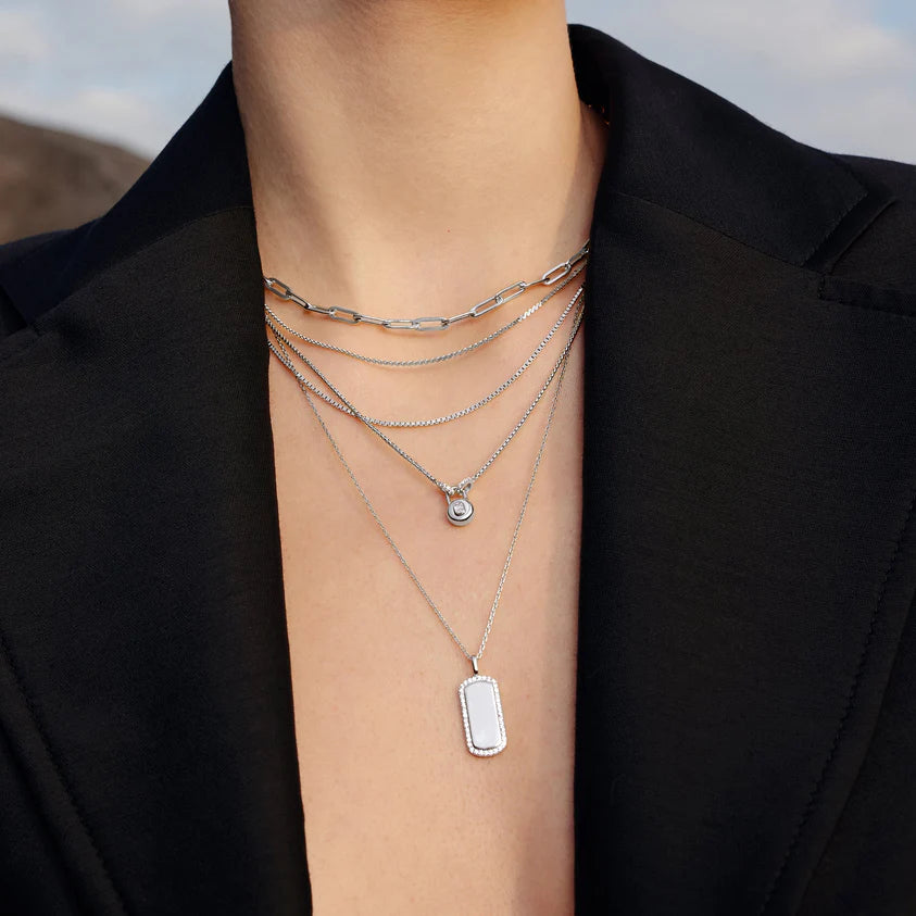 Ania Haie Silver Cz Trailblazer Tag Necklect