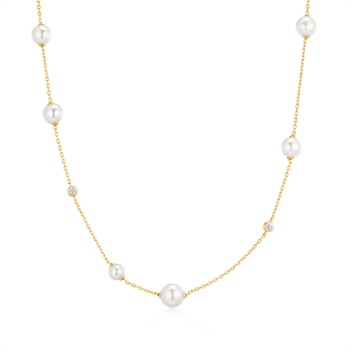 Ania Haie YG Plated Pearl & CZ Necklace