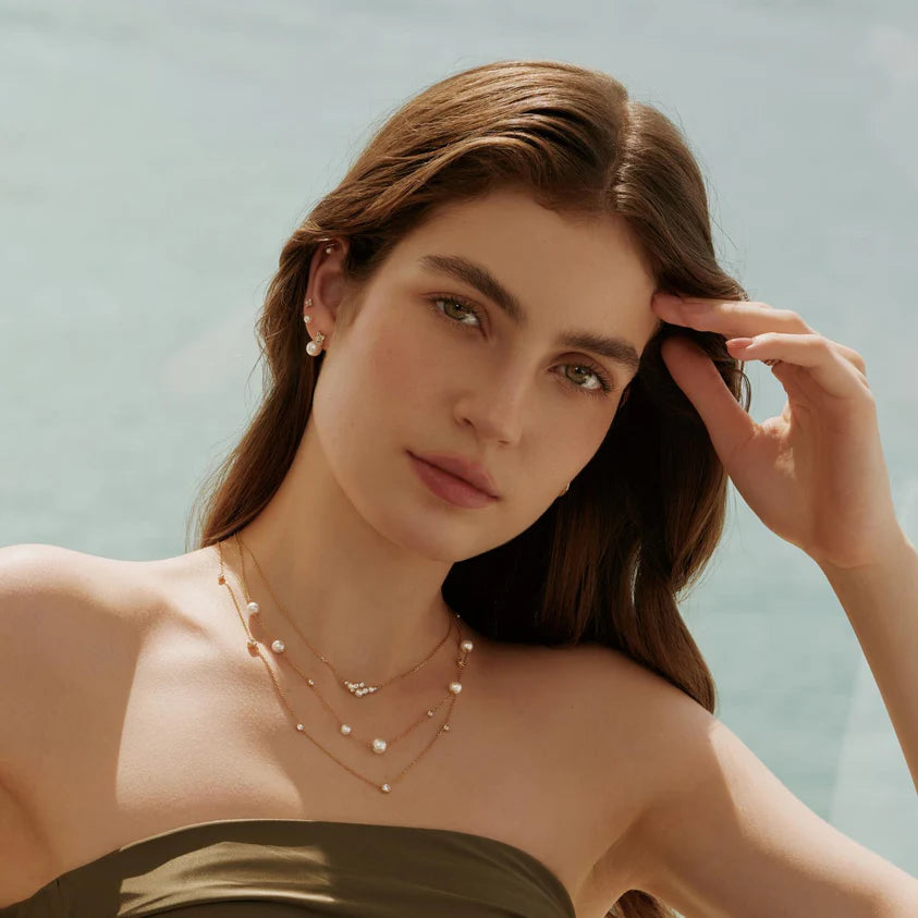 Ania Haie YG Plated Pearl & CZ Necklace