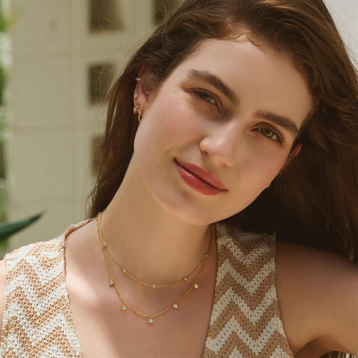 Ania Haie YG Plated CZ Station Necklace