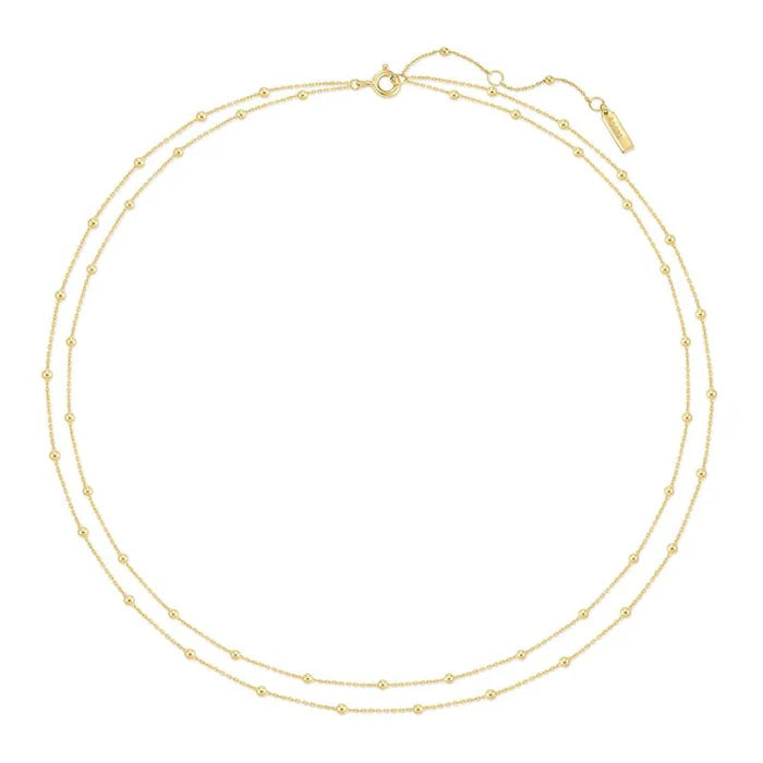 Ania Haie Gold Double Chain Bead Station Necklace Silver