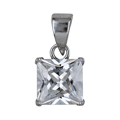 Silver 7MM Square CZ Necklace
