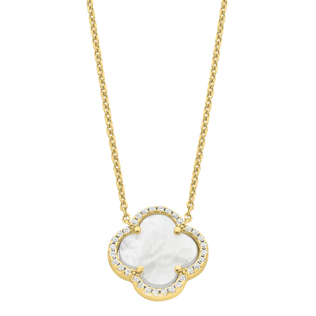 YG Plated MOP Clover Necklace