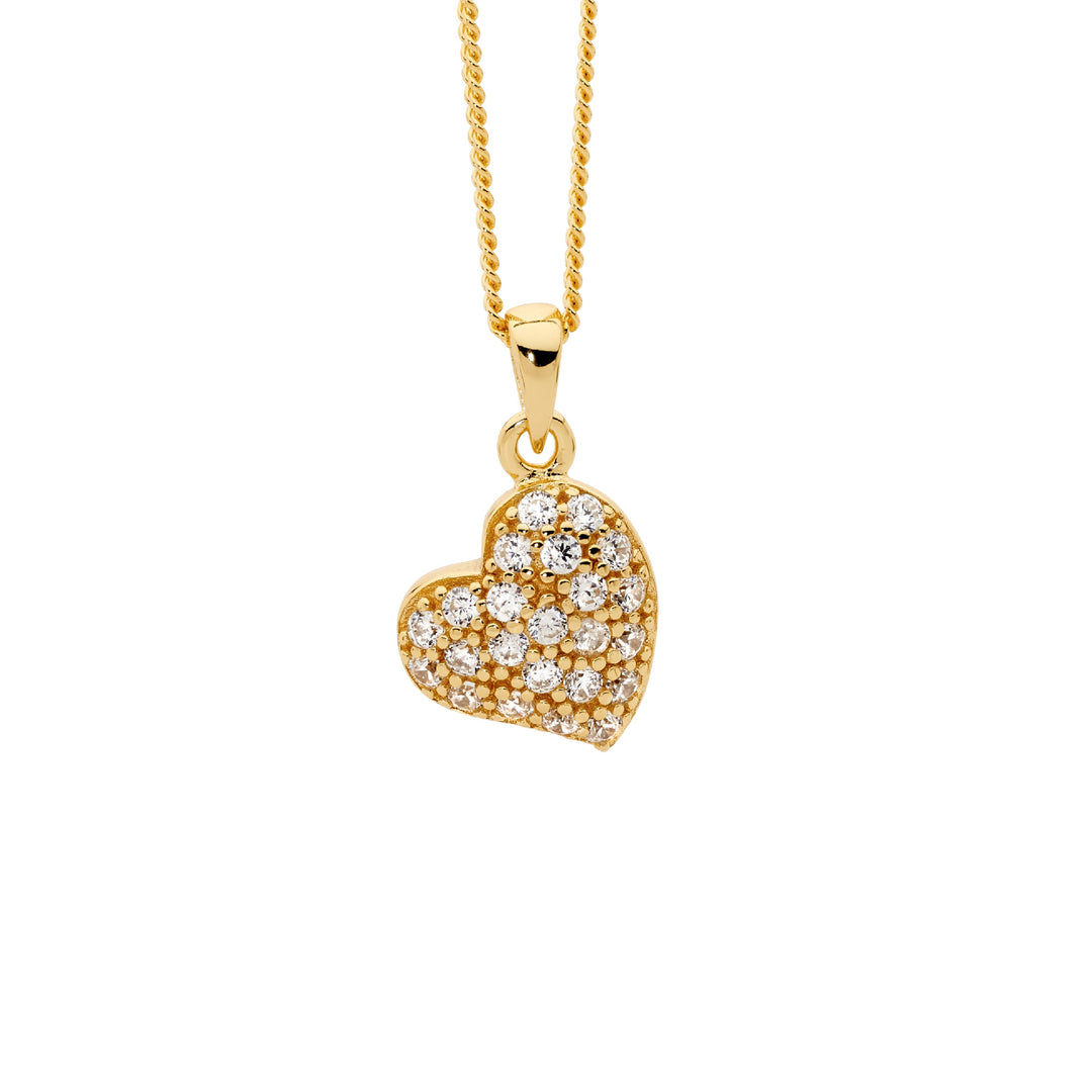 Ellani YG Plated CZ Heart Necklace