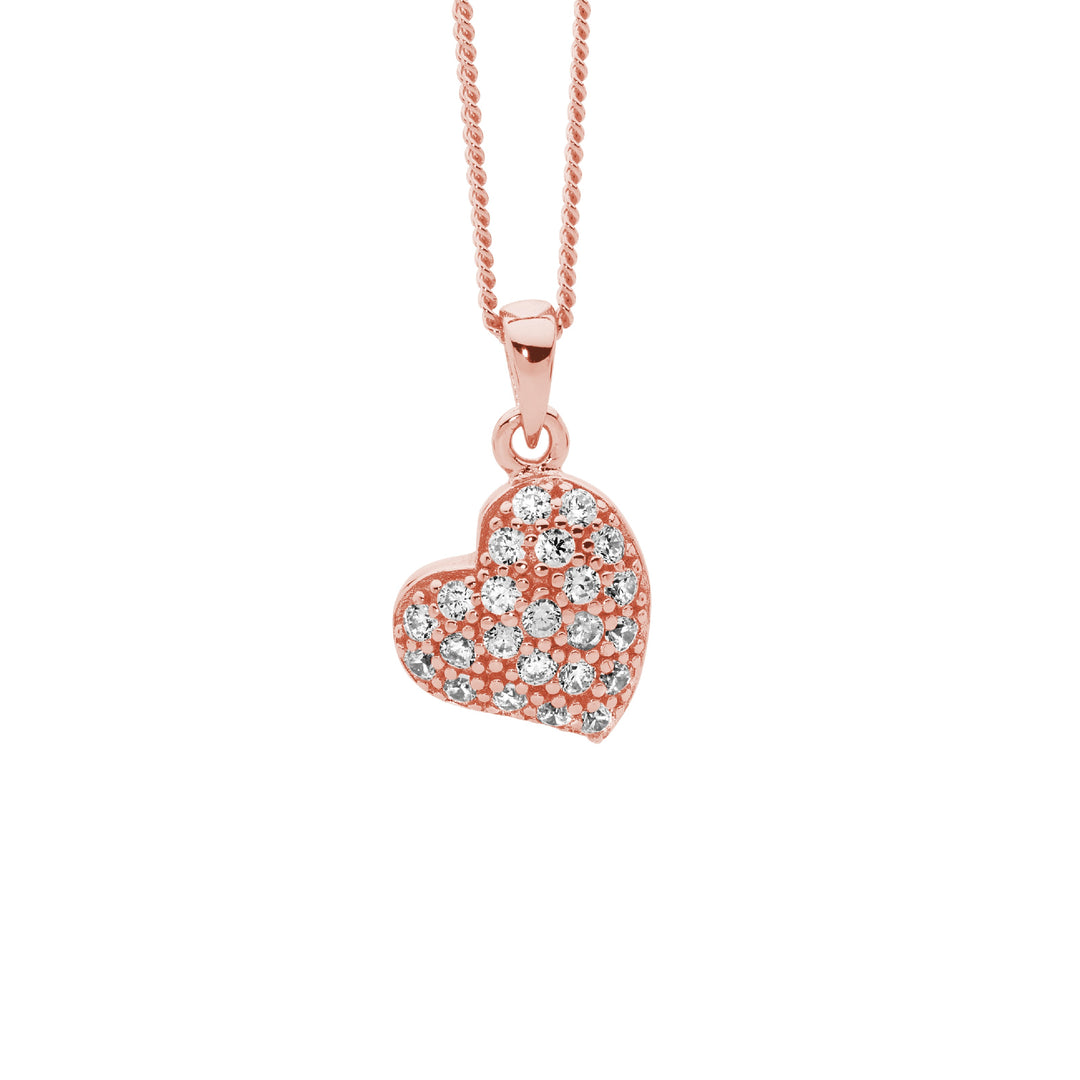 Ellani RG Plated CZ Heart Necklace