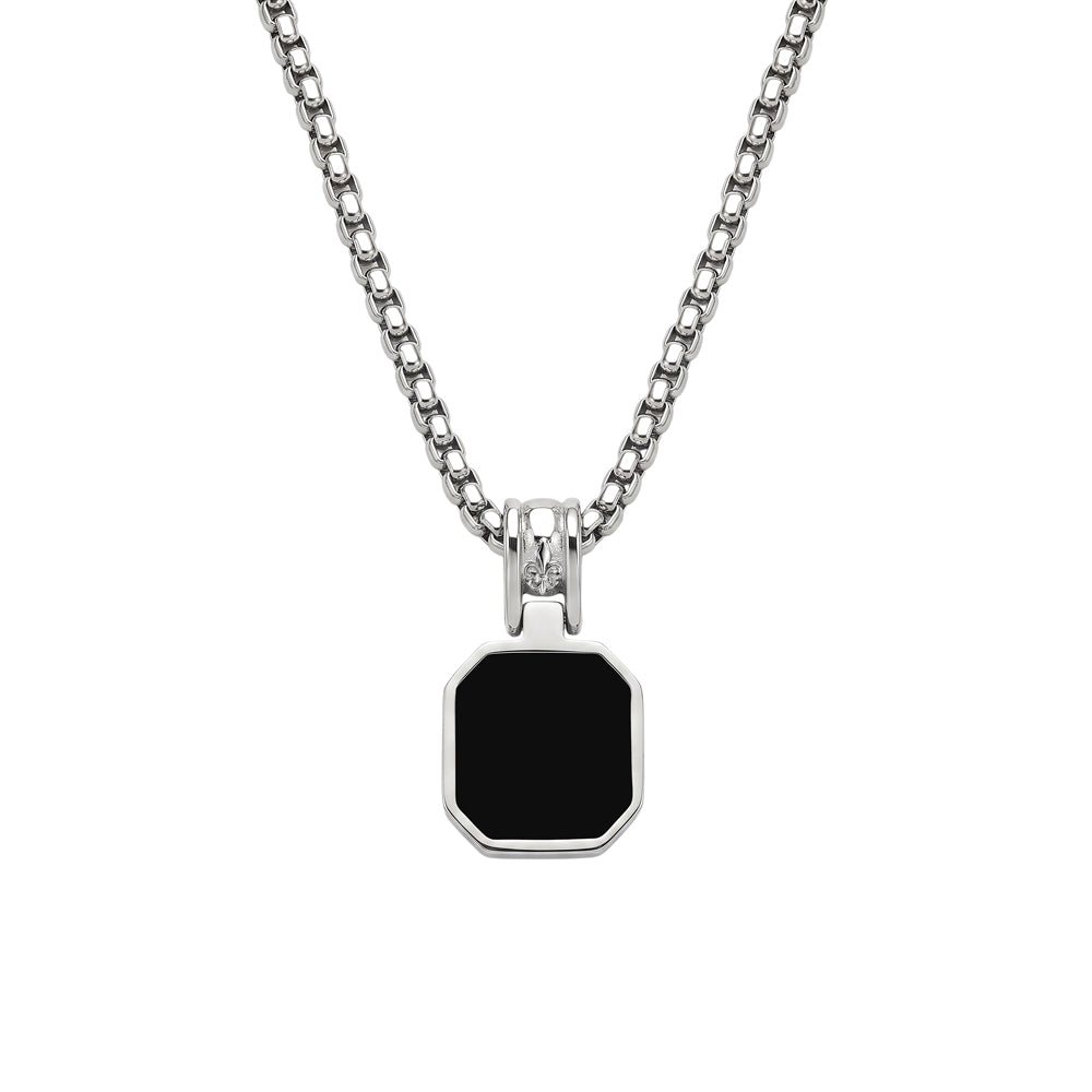 Blaze Steel Black Agate Necklace