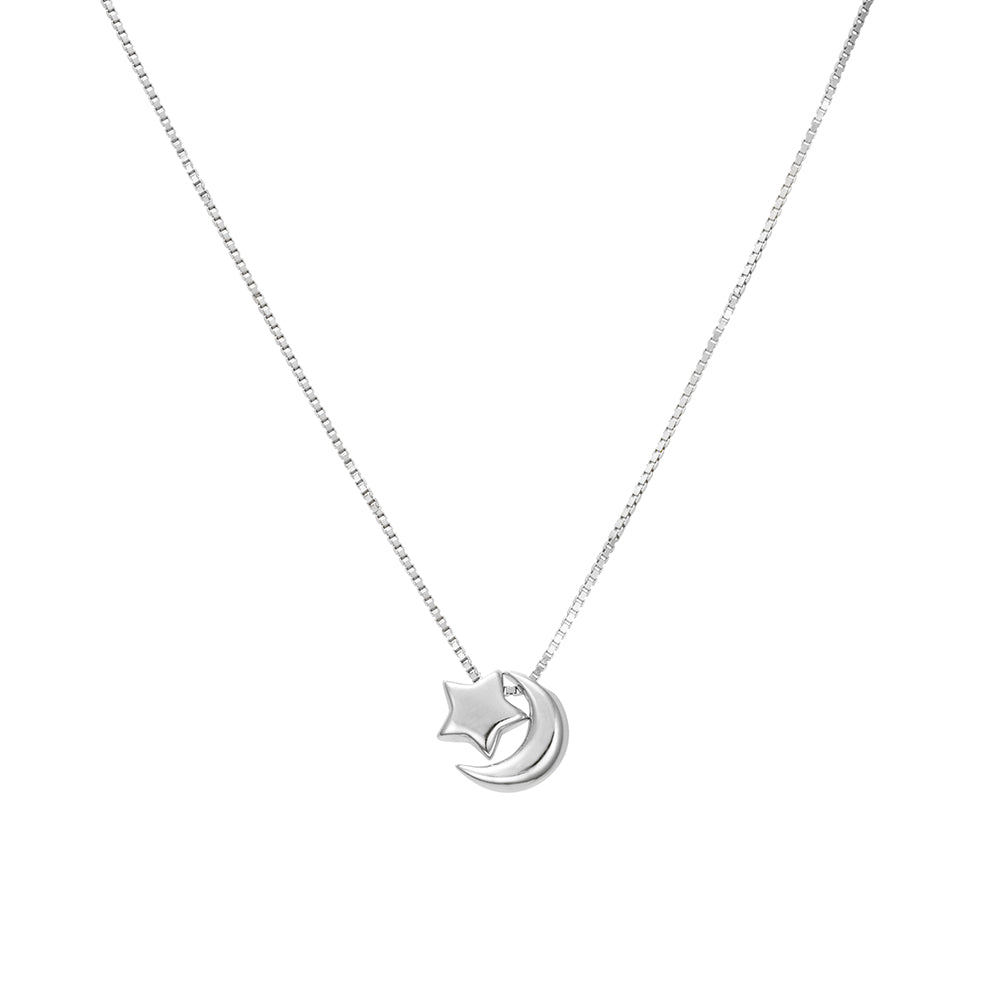 Silver Moon & Star Necklace