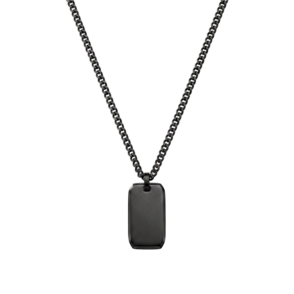 Blaze Steel Matte Black Dog Tag Necklace