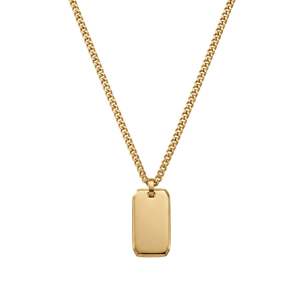Blaze Steel Matte YG Plated Dog Tag Necklace