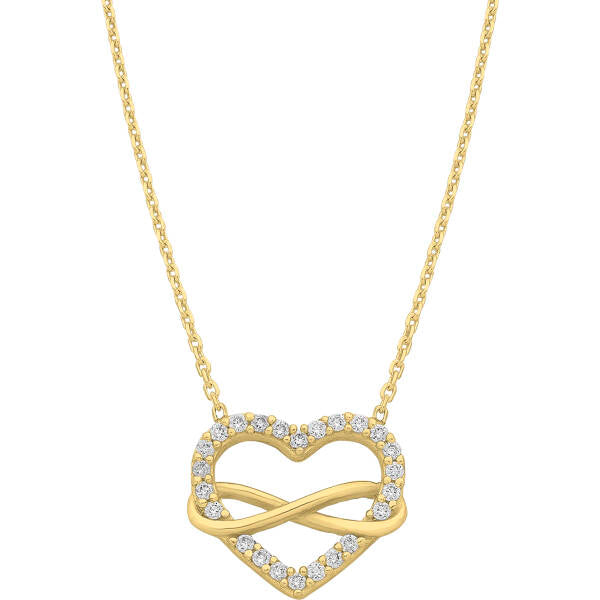 YG Plated CZ Heart & Infinity Necklace