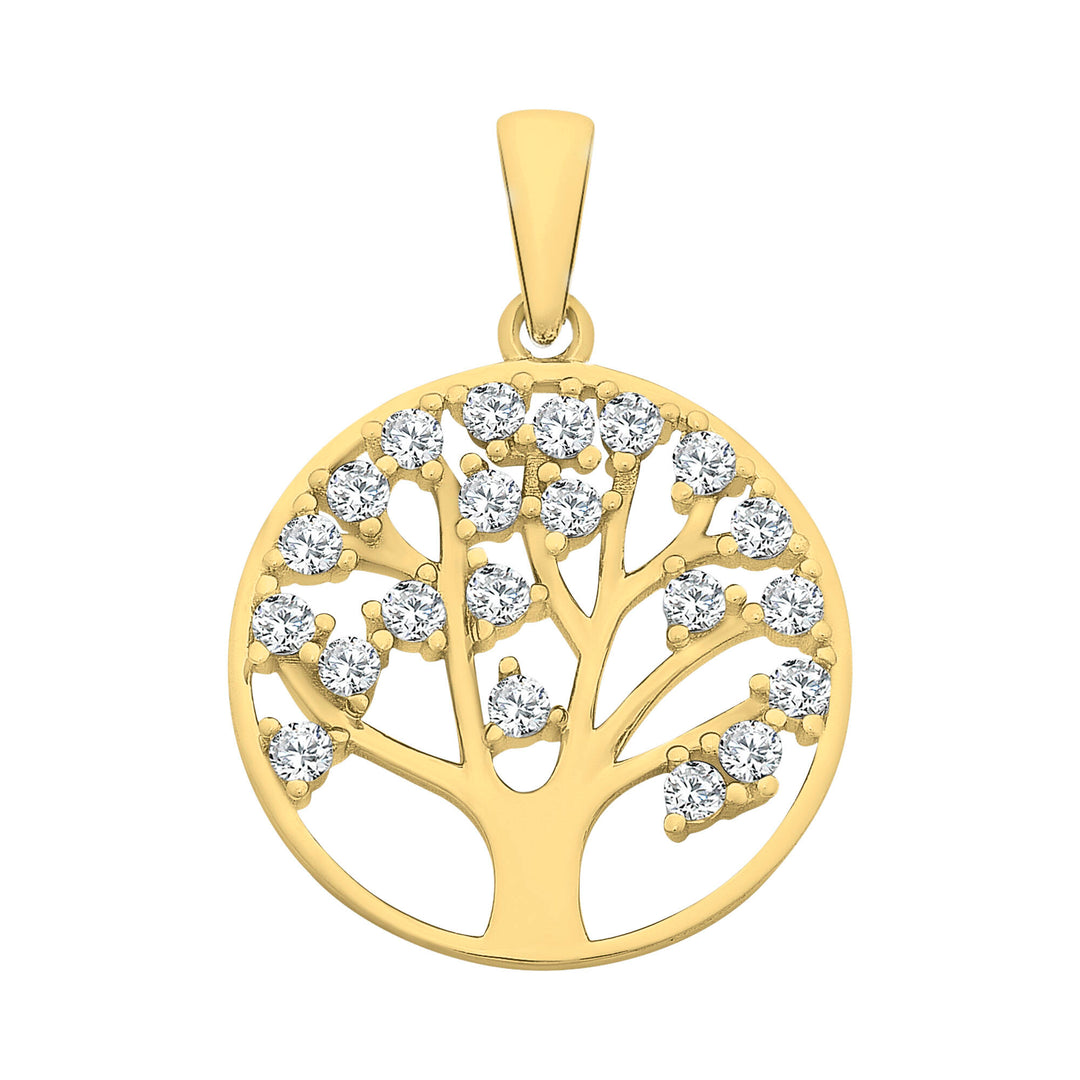 YG Plated CZ Tree Of Life Necklace