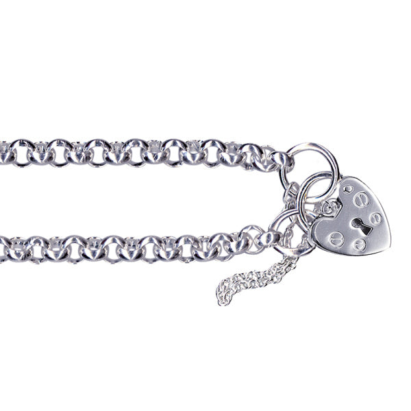 S/S Belcher With Plain Padlock Bracelet