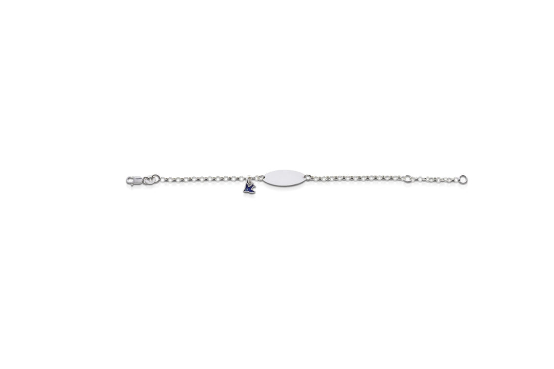 Silver ID & Blue Bird Baby Bracelet