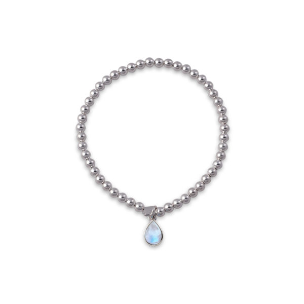 Von Treskow Silver Stretchy Ball Moonstone Bracelet