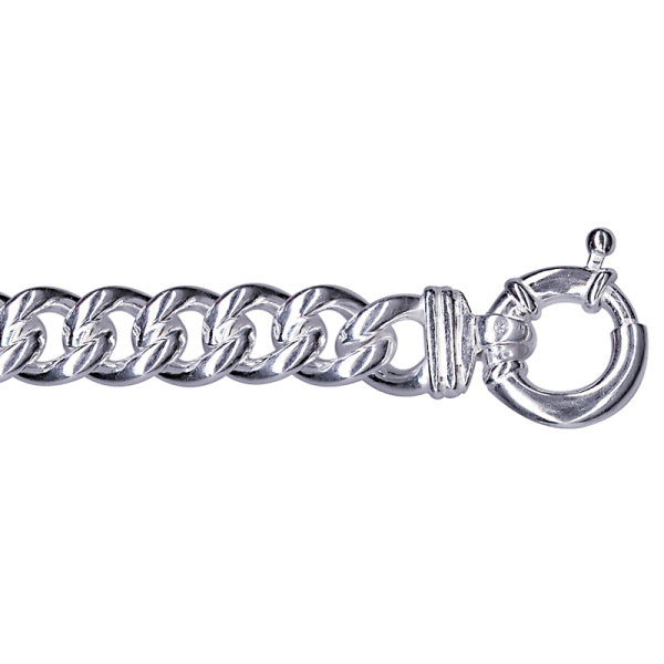 Silver Heavy Round Curb Bracelet