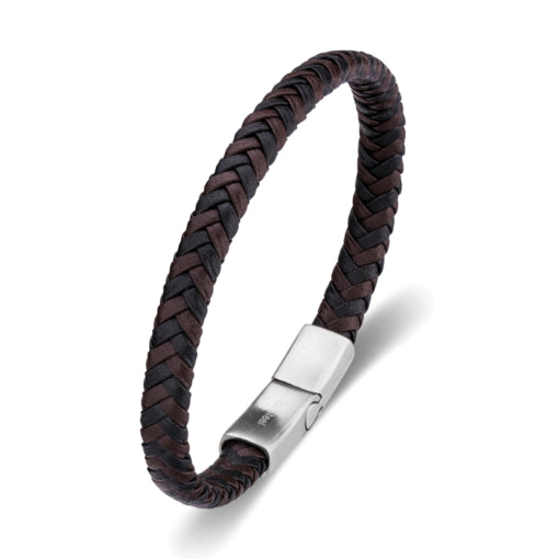 Blaze Stainless Steel Men’S Multi Leather Braid Bangle