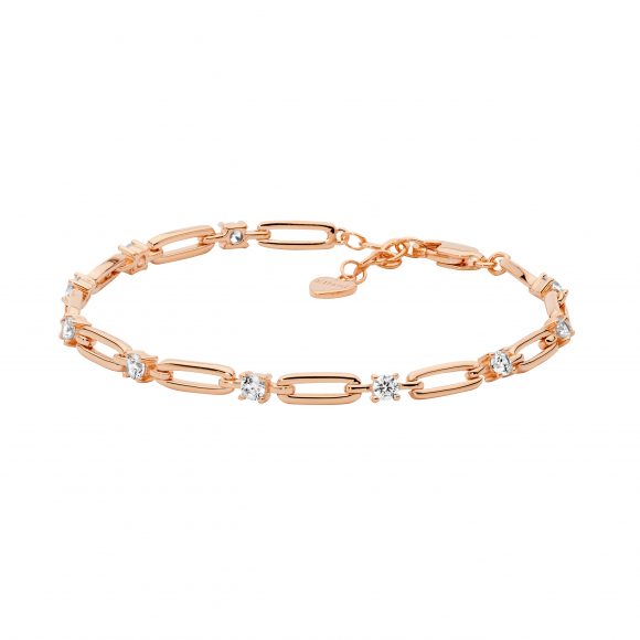 RG Plated Oval Link CZ Bracelet