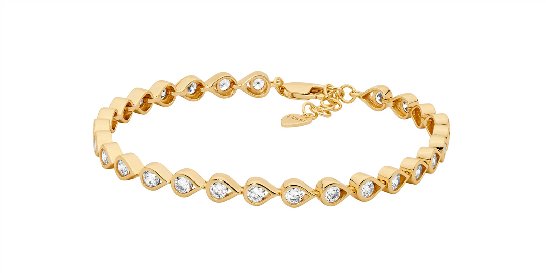 Ellani YG Plated Tear Drop CZ Bracelet