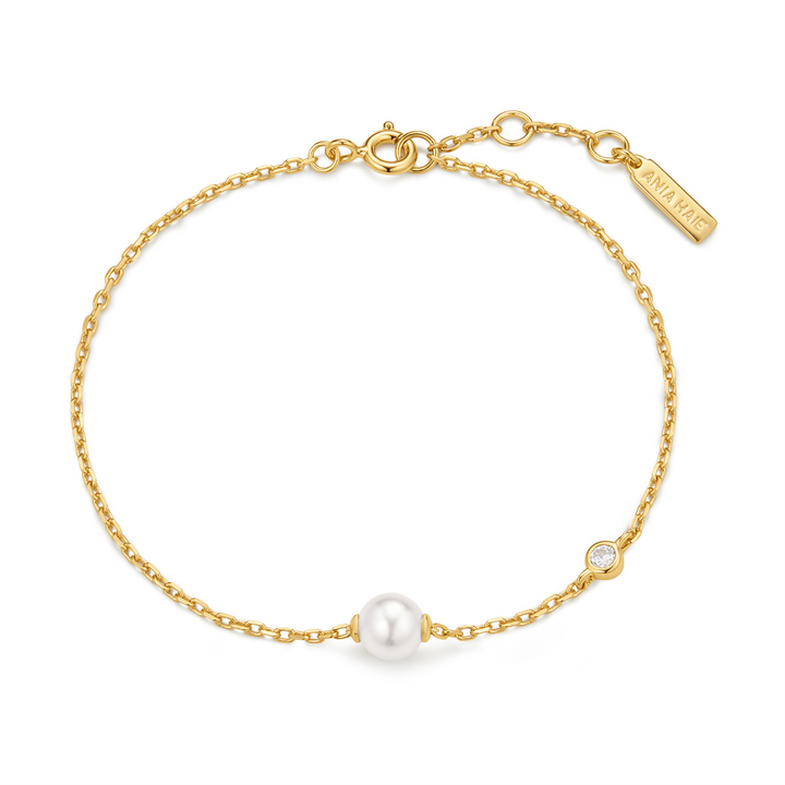 Ania Haie YG Plated Pearl & CZ Bracelet
