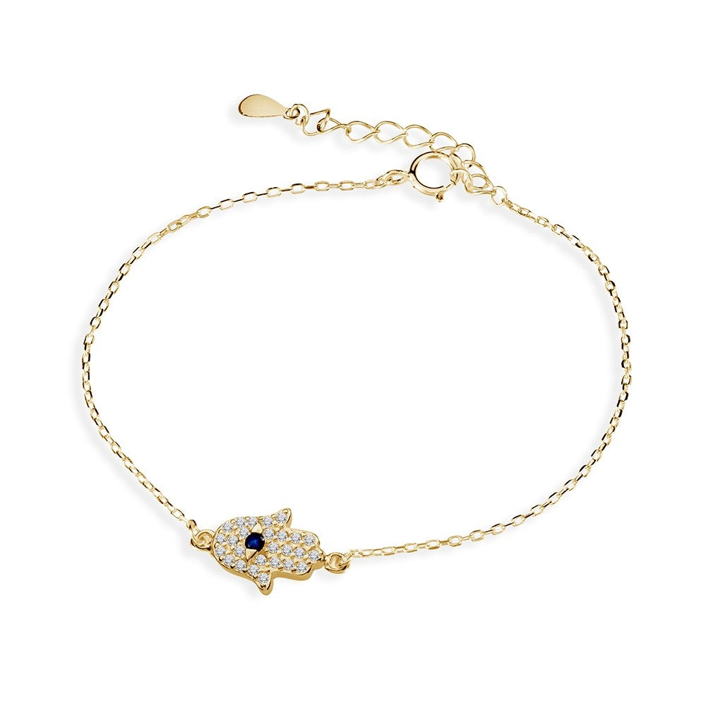 YG Plated CZ Hamsa Hand Bracelet