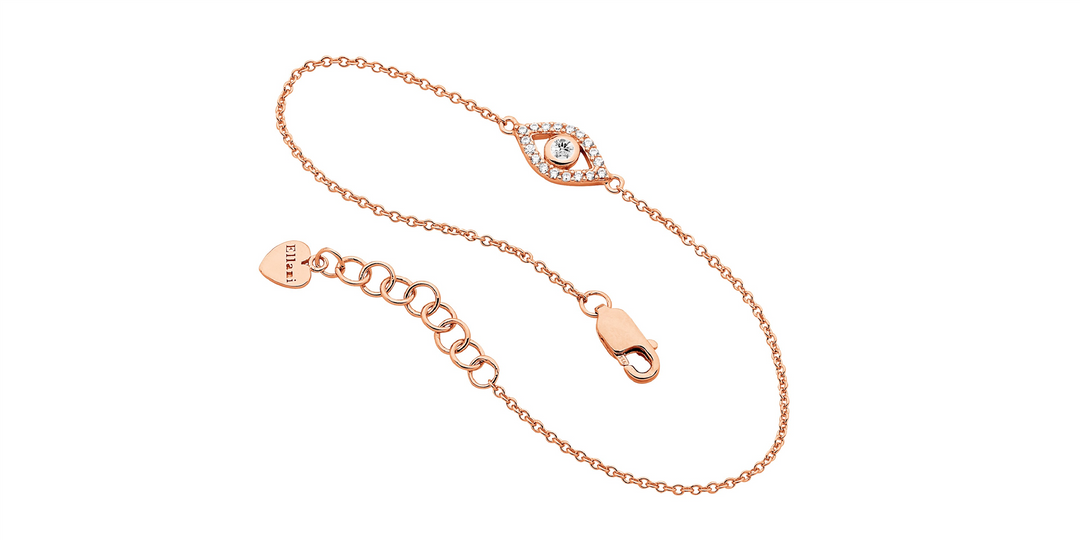 Ellani YG Rose CZ Evil Eye Bracelet