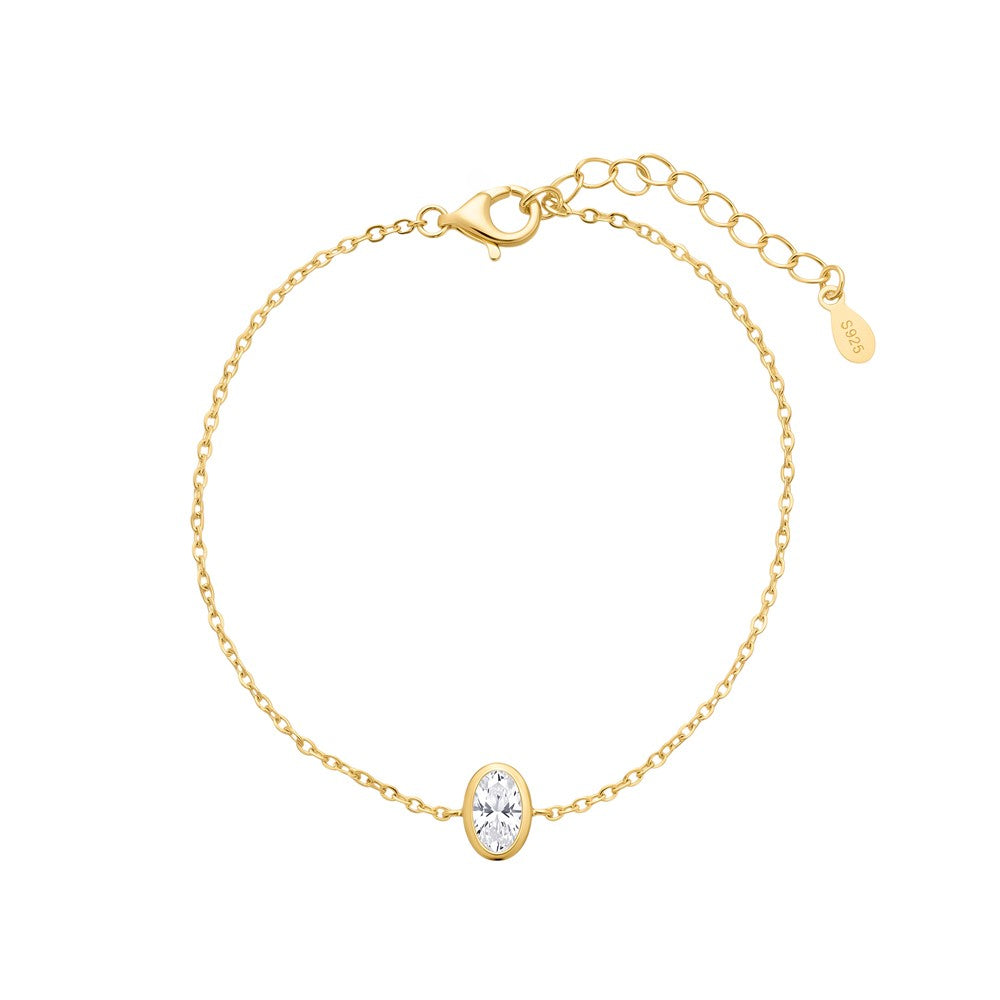 YG Plated Oval CZ Bracelet