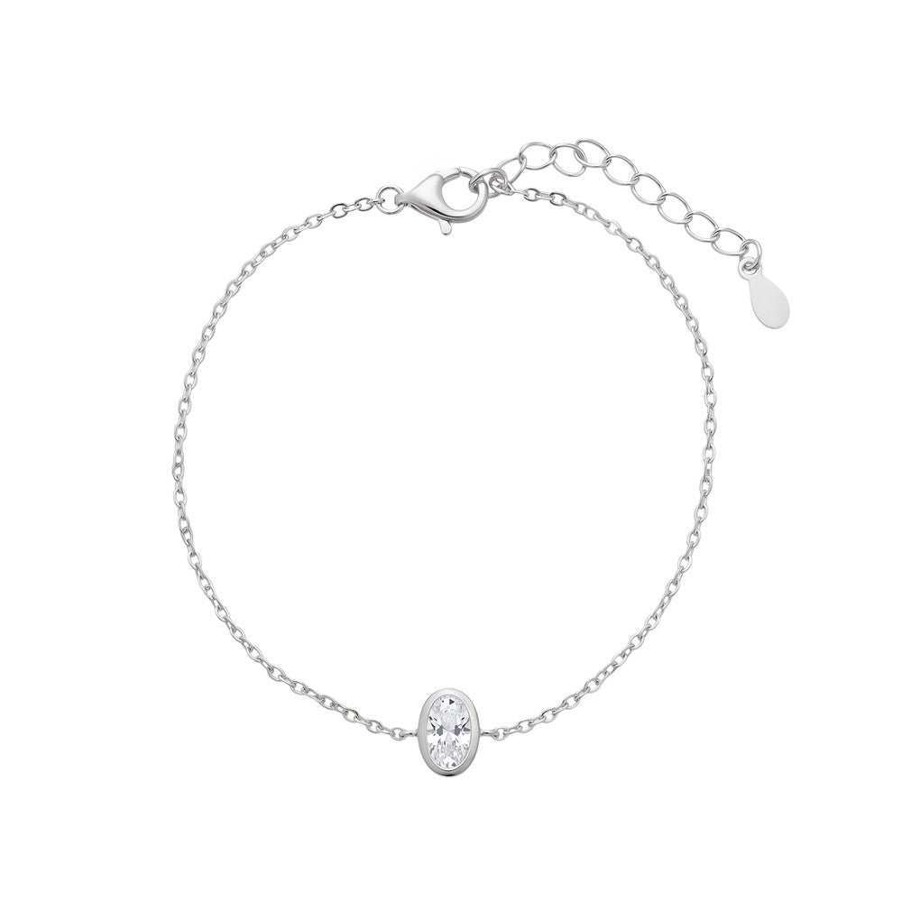 Silver Oval CZ Bracelet