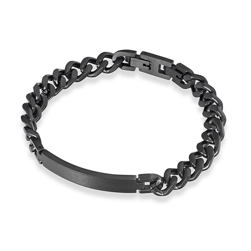 Blaze Black Steel Curb Link ID Bracelet